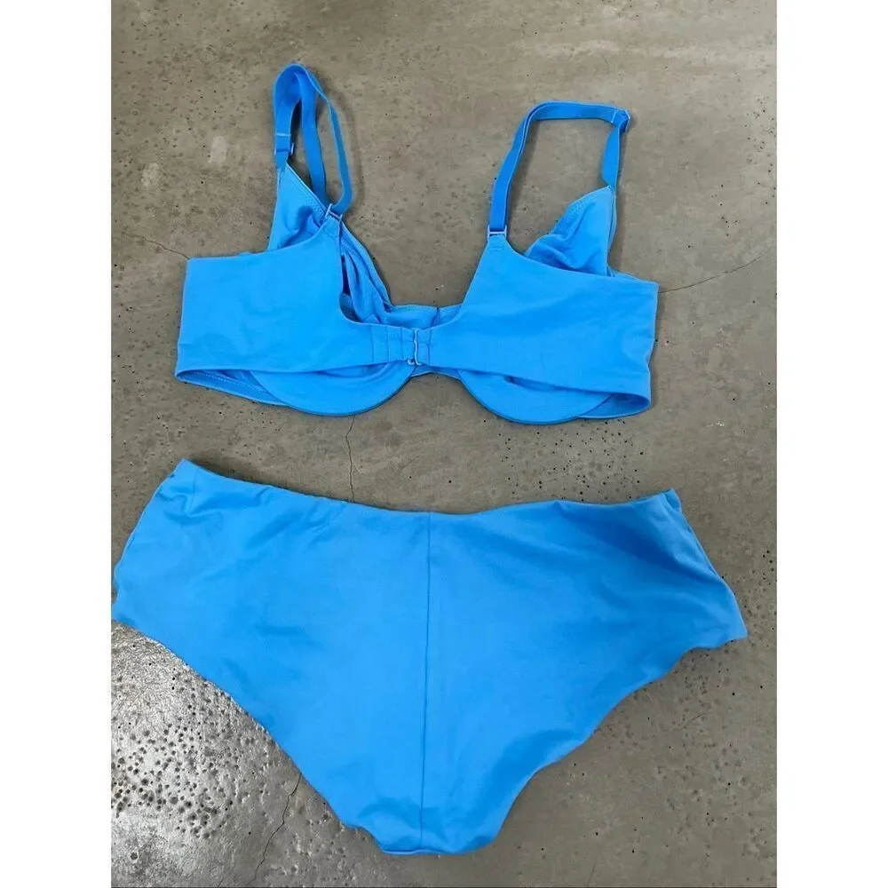 Skims Signature Swim Underwire Full Coverage Bikini | Blue in Small